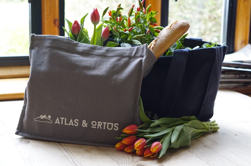 Bolsa personalizada con flores y pan